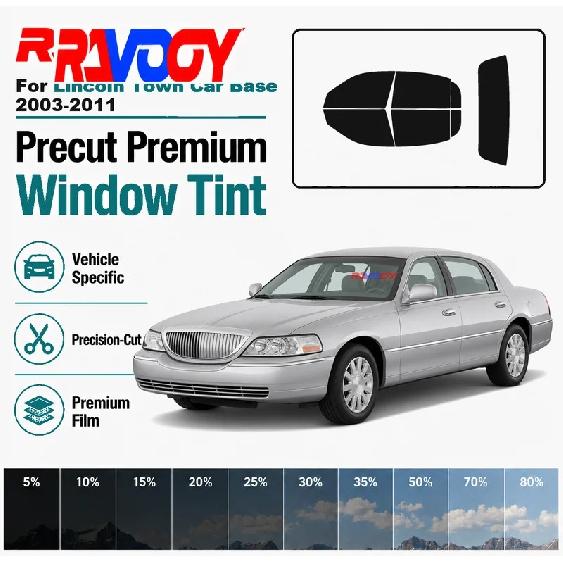 For Lincoln Town Car Base 2003-2011 RAVOOY Pre-Cut Window Tint Film Vehicle-Specific Full Kit Front & Rear Windows Precision-Cut