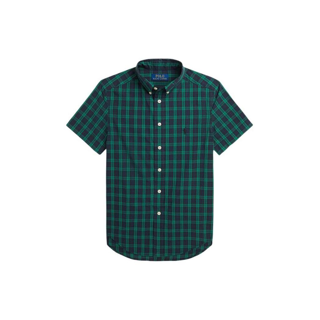 Polo Ralph Lauren Рубашка с коротким рукавом Color Block Клетка с вышитым логотипом Детские топы Зеленый CWPOWOVY6820469-300