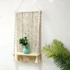 Wall Hanging Shelves Plant Shelf Rope Wooden Hanging Storage Floating Shelves Macrame Wall Hanging Shelf For Bedroom Bathroom Living Room
