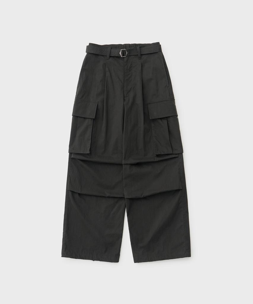 ANOTHER OFFICE Parachute Belted Pants (Black)