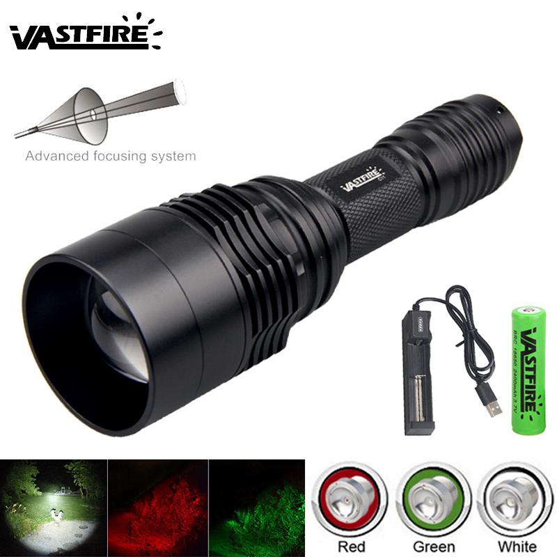 3in1 Multicolor Zoom Flashlight Tactical White/Red/Green Lighting Flashlight Torch Zoomable Outdoor Hunting Hiking Camping Torch