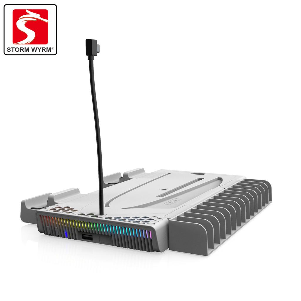 STORM WYRM PS5 / PS5 Slim Stand и Cooling Station с RGB LED контроллером Зарядная станция для консоли Playstation 5 DZ505B
