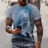 Мужские футболки летние топы с рисунком животных и тигра 3D-принтом футболки летние женские уличные модные футболки больших размеров мужская одежда
