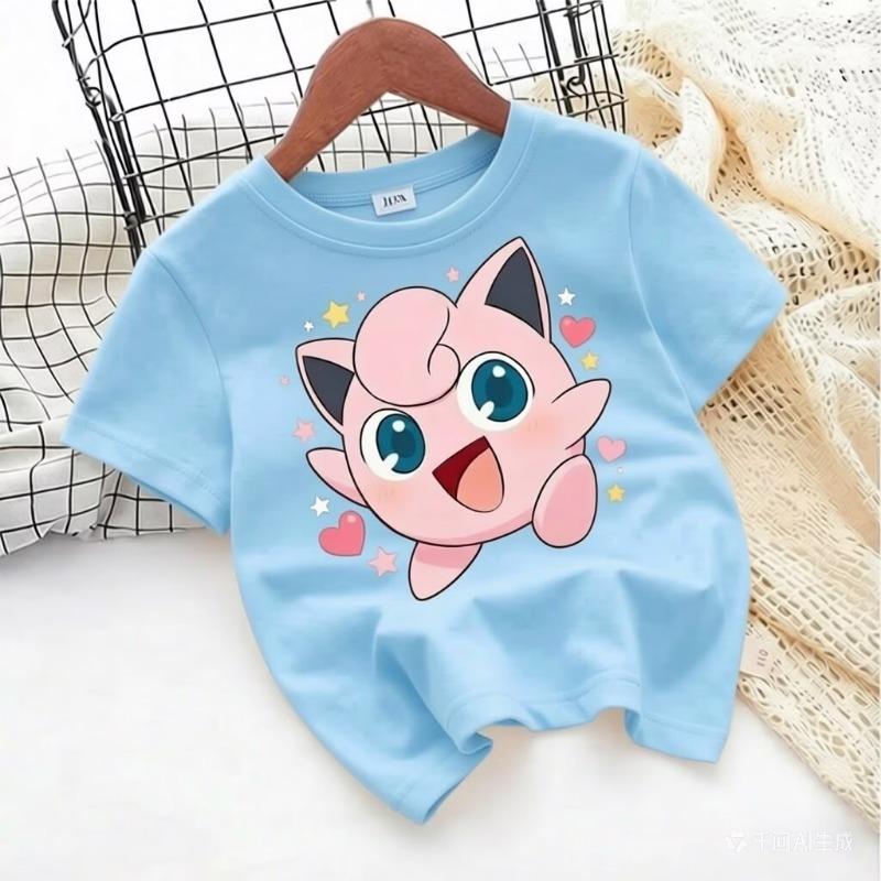 Футболка с принтом покемона Jigglypuff на лето 2026, свободная футболка из 100% хлопка для путешествий, игр и спорта в стиле Y2k
