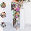 2026 New Spring Women's Clothing Cross-Border European and American Fashion Set Elegant Tie-Dye Long-Sleeve Shawl and Slip Dress Set