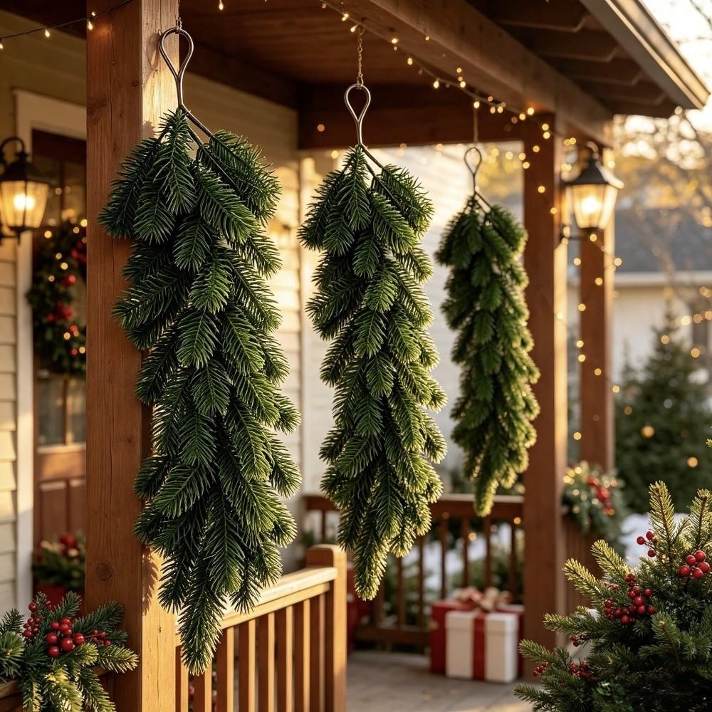 Lifelike Artificial Christmas Wreath Plastic Simulated Christmas Snow Twig Table Decor
