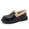 Autumn and Winter British Style Small Leather Shoes for Female New Student's Japanese Vintage Plush Warm Cotton Shoes for Women