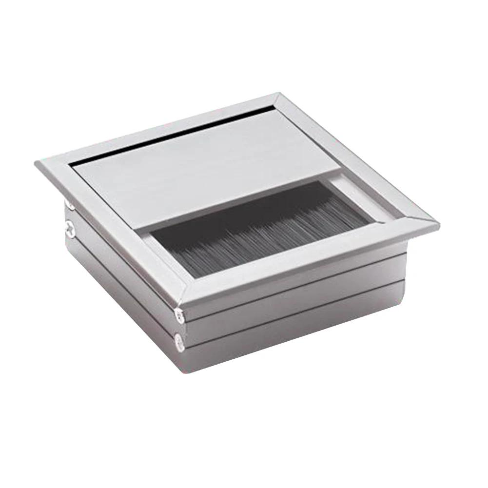 Крышка для отверстия кабеля провода, крышка для отверстия с втулкой, квадратный алюминиевый сплав, стол для компьютера, ПК, держатель для кабеля