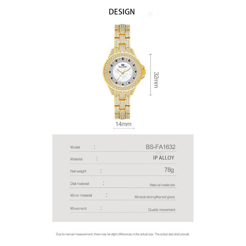 Дизайнерские кварцевые часы Роскошные бриллиантовые женские Золотые серебряные часы Водонепроницаемые Элегантный вечерний стиль Женские подарки