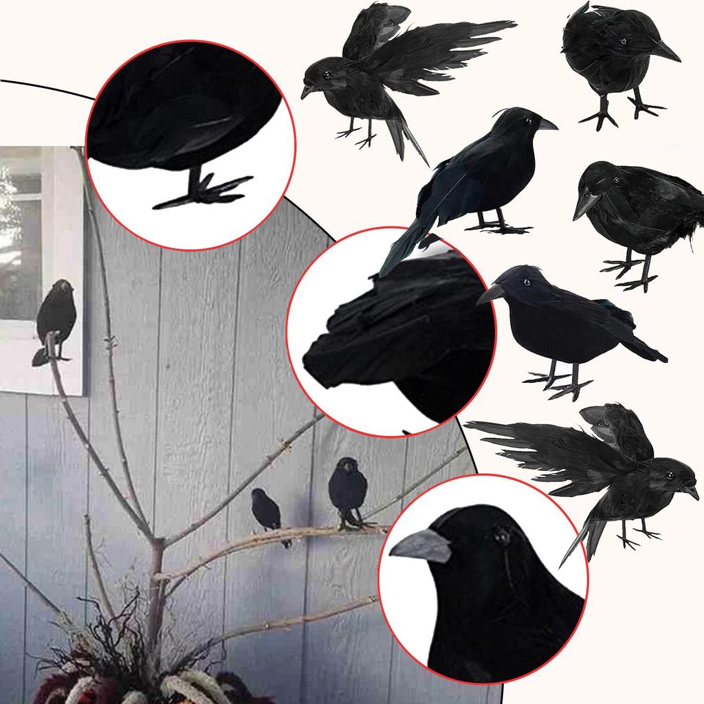 6 шт./компл. орнамент в виде черной вороны, пластиковое украшение для рабочего стола для подарков, вечеринки, декора