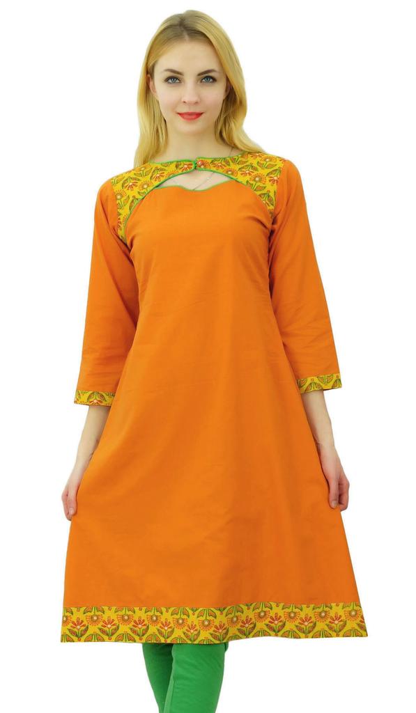 Phagun Women Cotton Kurti Ethnic Solid Print Designer Kurta Casual Dress