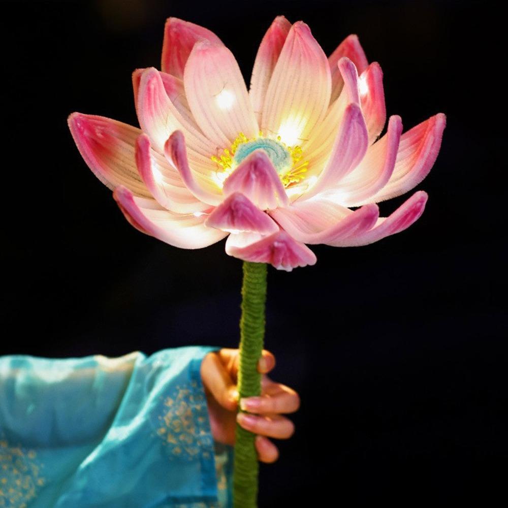 Ручная работа, витая палочка, цветок лотоса, фонарь, DIY набор материалов со светодиодной подсветкой, традиционный китайский фонарь, светящийся