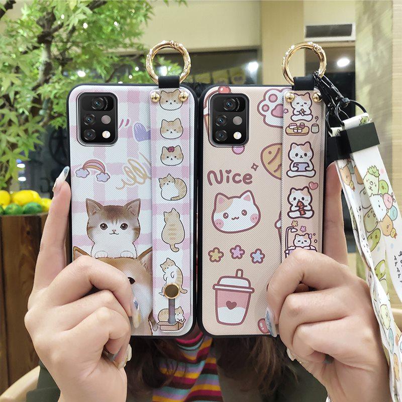 Durable Cartoon Phone Case For UMIDIGI A11 Pro Max Anti-dust Protective Shockproof Soft Case Wristband Ring Kickstand