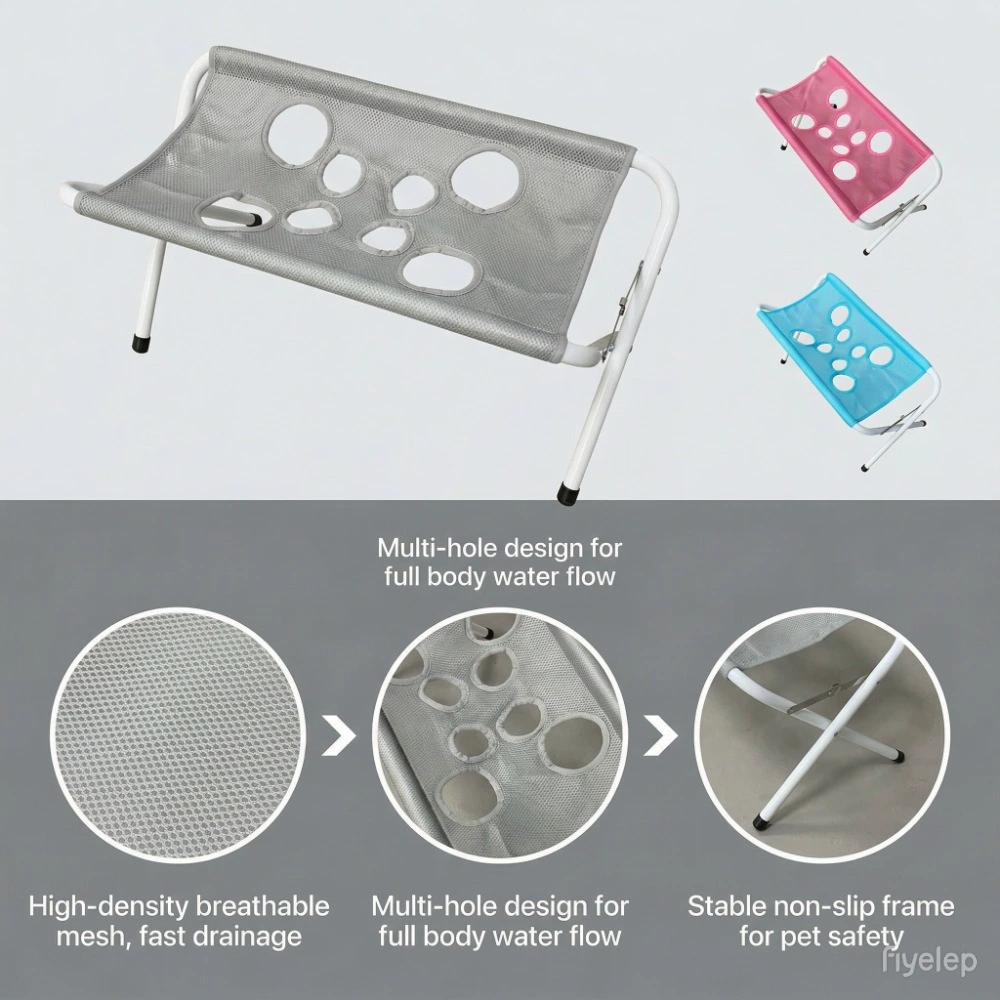 Foldable Pet Grooming Bath Stand Hammock Helper Dog Cat Nail Trimming Ear Cleaning Support Frame Anti-slip Pet Washing Restraint