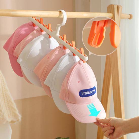 Hat Hanger 6 Clips Space-saving PP Strong Hold Baseball Cap Organizer for Closet