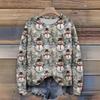 Women's Christmas Print Cardigan Long Sleeve Round Neck Knit Top