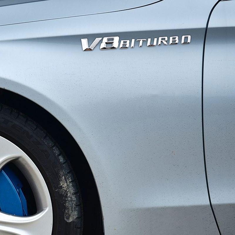 1Pcs Car Trunk 3D Sticker Sideways Sticker Car Hood Sticker For Mercedes-Benzs V8 BITURBO CLK CLA Class CES SLK GLK SLS CLG GLE GLC GLB