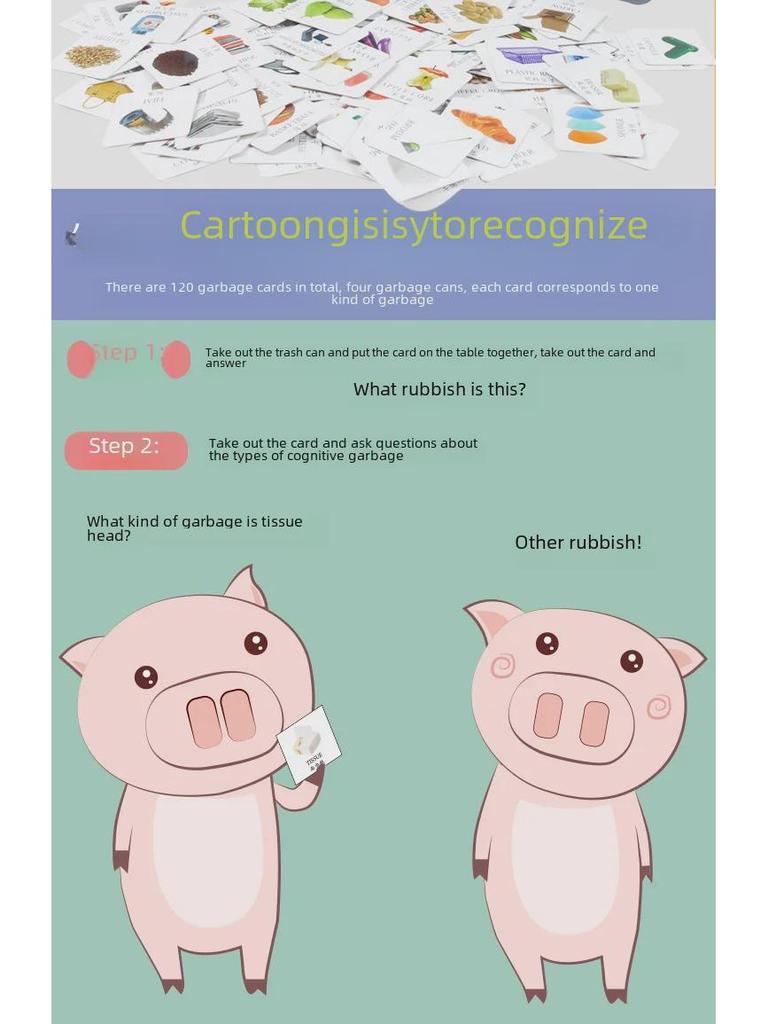 Игровой набор «Переработка»: Мини-мусорное ведро и карточки для дошкольного образования