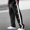 Autumn Drape Colour Blocking Men's Casual Trousers New Loose Jacquard Button Wide Leg Trousers