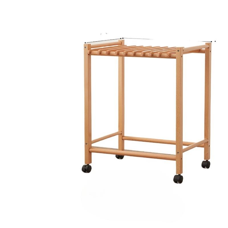 Solid Wood Pant Rack - Foldable Garment Organizer with 10 Hangers, Rolling Trouser Holder for Walk-In Closet, Bedroom & Laundry