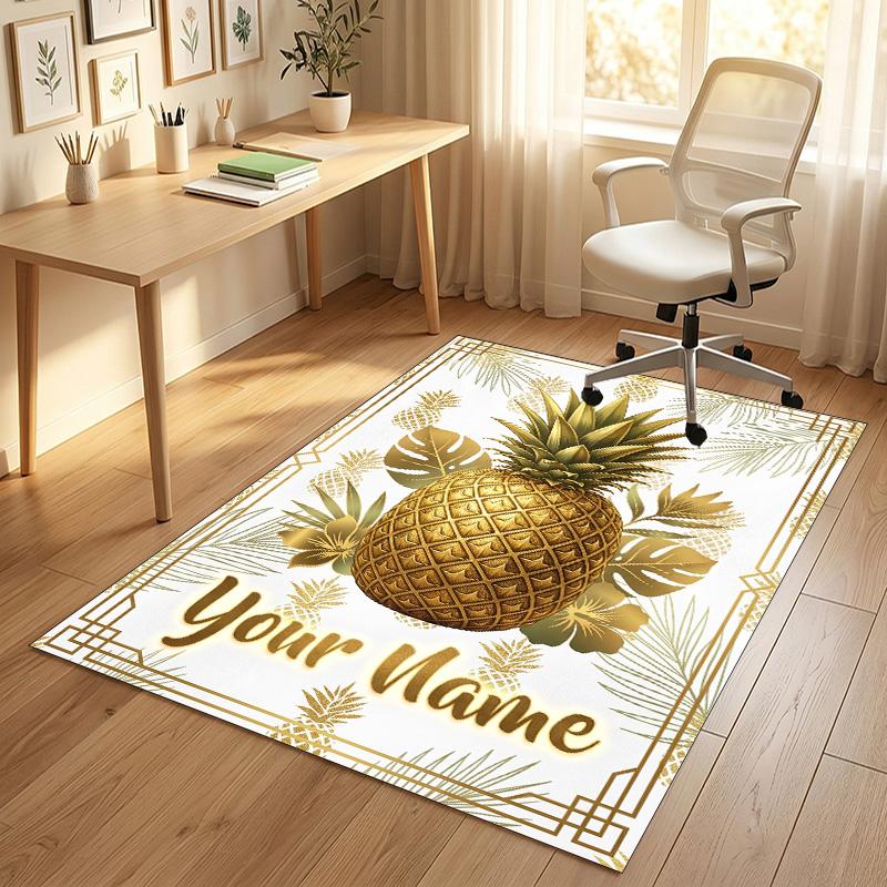 Decorative Artwork Theme Crystal Velvet Rug Personalized Custom Name Text Soft Floor Mat Home Decor