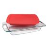 Easy Grab Glass Baking Dish with Red Lid Transportable Oven Microwave Safe BPA Free Kitchen Bakeware 3Qt Nonporous Ergonomic