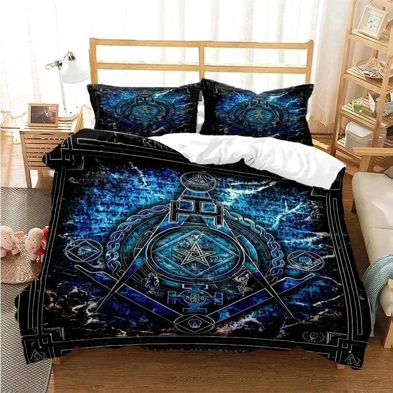 Masonic Freemason Illuminati Comfortable Duvet Quilt Cover Pillowcase Bedding Set Children Bedroom Decoration Home Textile