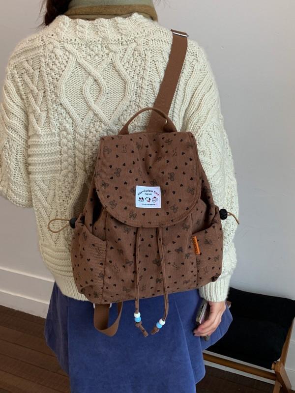 Minimalist Corduroy Womens Backpack With Fabric For School And Commuting