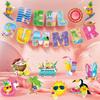 Баннер на тему фестиваля Hello Summer, бумажный, летняя спираль, подвесной флаг, декор для вечеринки по случаю дня рождения