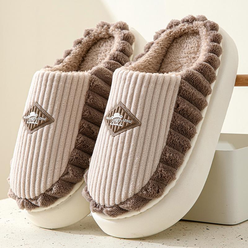 Хлопковые тапочки женские осенне-зимние домашние комнатные с толстой подошвой, плюшевые, теплые, с мягкой подошвой, нескользящие хлопковые туфли