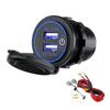 12V USB Socket, Waterproof 12V / 24V 24W 4.8In Dual USB Charging Socket Adapter with LED Voltmeter Switch