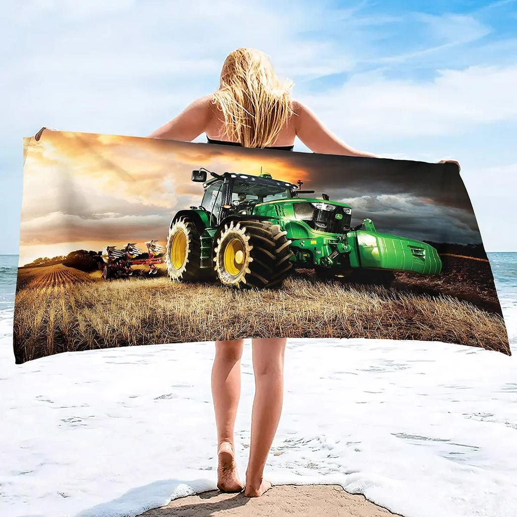 Microfiber Tractor Beach Towel, Sand Free Agricultural Vehicle Towels Oversized, Quick Dry Soft Bath for Sports