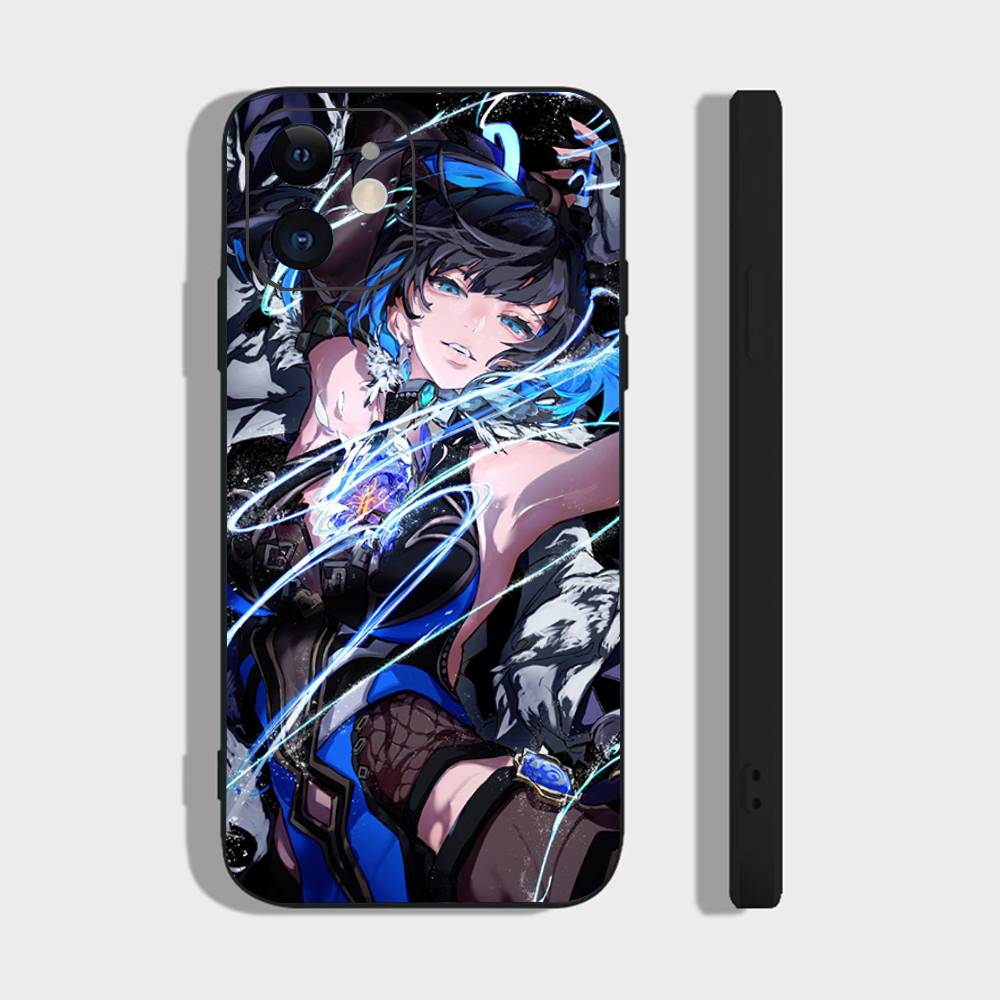 Чехол для телефона Yelan Anime Game Genshin Impact для iPhone 17 Air 16 15 14 13 Pro Max 11 12 Черный силиконовый чехол
