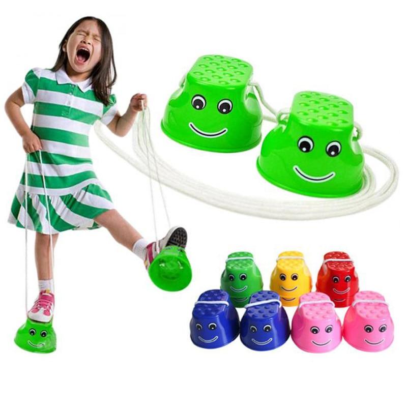 1 Pairs Children Outdoor Plastic Balance Training Smile Face Jumping Stilts Shoes Walker Toy Fun Sport Toys Gift