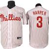 Philadelphia Phillies 3 Bryce Harper White Striped Baseball Jersey Unisex Fan Apparel