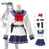 6pcs Sets Anime High-Rise Invasion Yuri Honjo Cosplay Costume Skirt Set Tenkuu Shinpan Long Wig JK Sailor Suit Halloween School Uniform
