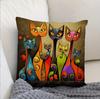 Vibrant Bohemian Style Short Plush Pillow Cover 45x45cm Charming Kitten Living Room  Bedroom Decor (Pillow Insert Not Included)