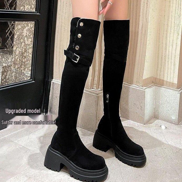 Women's Brown Over-the-Knee High-Heeled Boots: Versatile Slimming Knight Style for Autumn/Winter 2025
