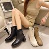 Модные женские осенние и зимние ботинки на низком каблуке с квадратным носком и блочным носком