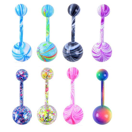 1/9 шт. женское цветное пальто с двойным шариком, штангой, пупком, кольцом в пупке