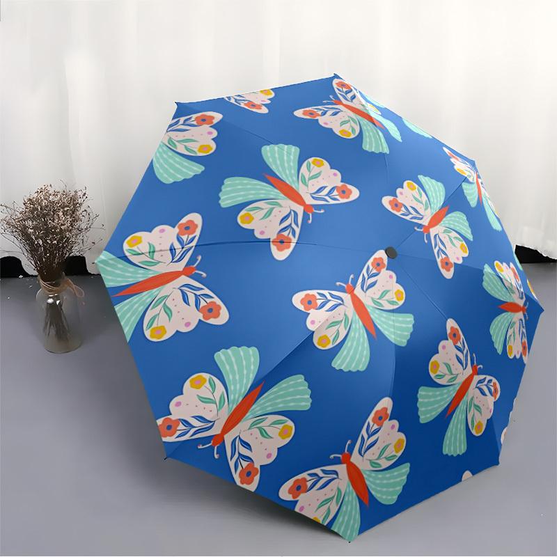 1pc Butterfly PatternAutomatic Open/close Folding Umbrella, Compact Portable Travel Umbrella, Perfect Birthday/Holiday, Cute Umbrella y044