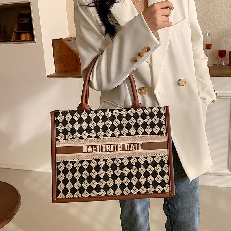 Новая сумка большой вместимости, простая и щедрая женская сумка, сумка для покупок, ретро-клетчатая сумка