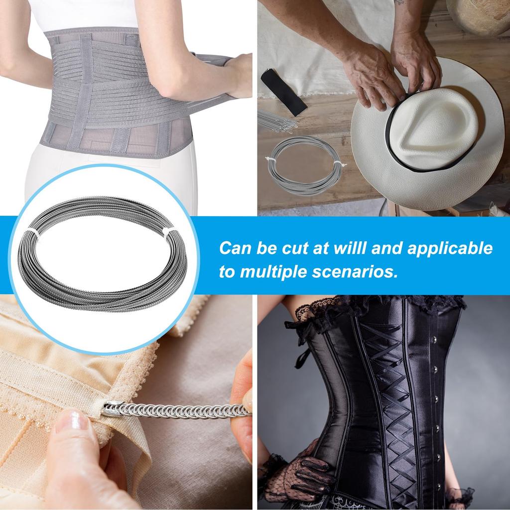 PATIKIL Корсетные косточки из нержавеющей стали 304 Спиральные стальные металлические косточки с 32 наконечниками для косточек для изготовления корсетов Футы Всего (Шириной 6 мм) (66 Длина)