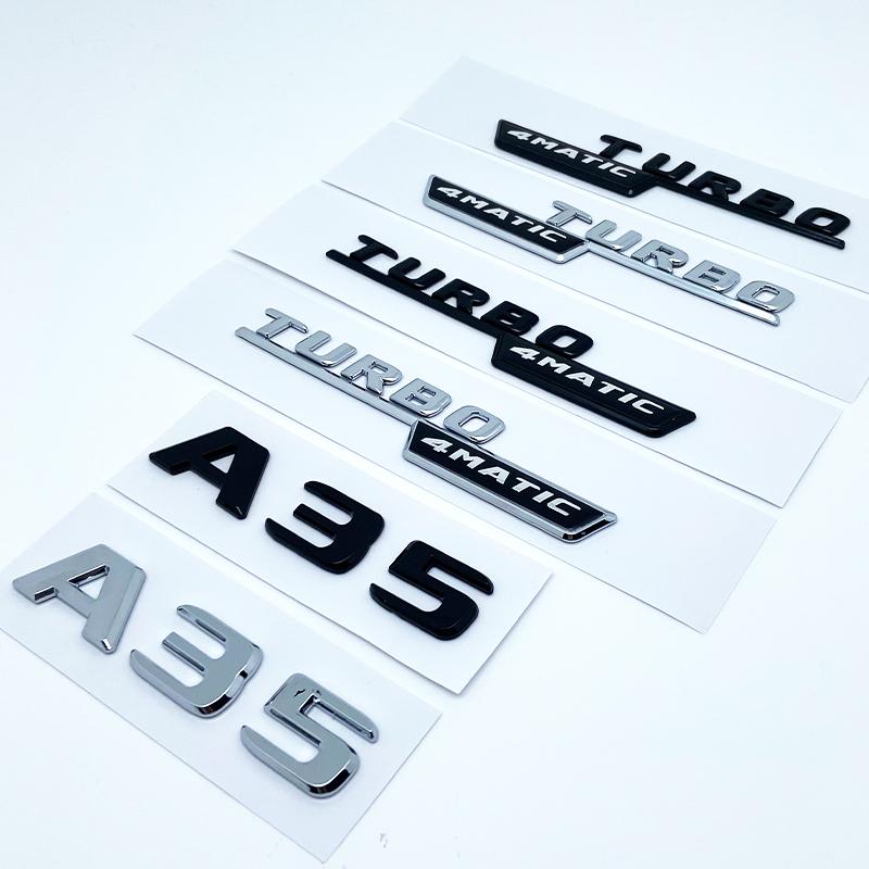 2017 Silver Black Letters A35 Turbo 4matic Emblem for Mercedes Benz AMG Car Fender Trunk Rear W176 W177 Logo Sticker AR1