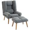 Recliner Chair With Footstool Recliner Armchair With Adjustable Backrest Thick Cushion And Wooden Legs Grey