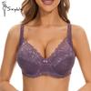 Women's Side Breast Control Full Cup Bra Plus Size Thin Cotton Cup Lace Bra Sexy Push Up Underwire Bra 36-42 C/D