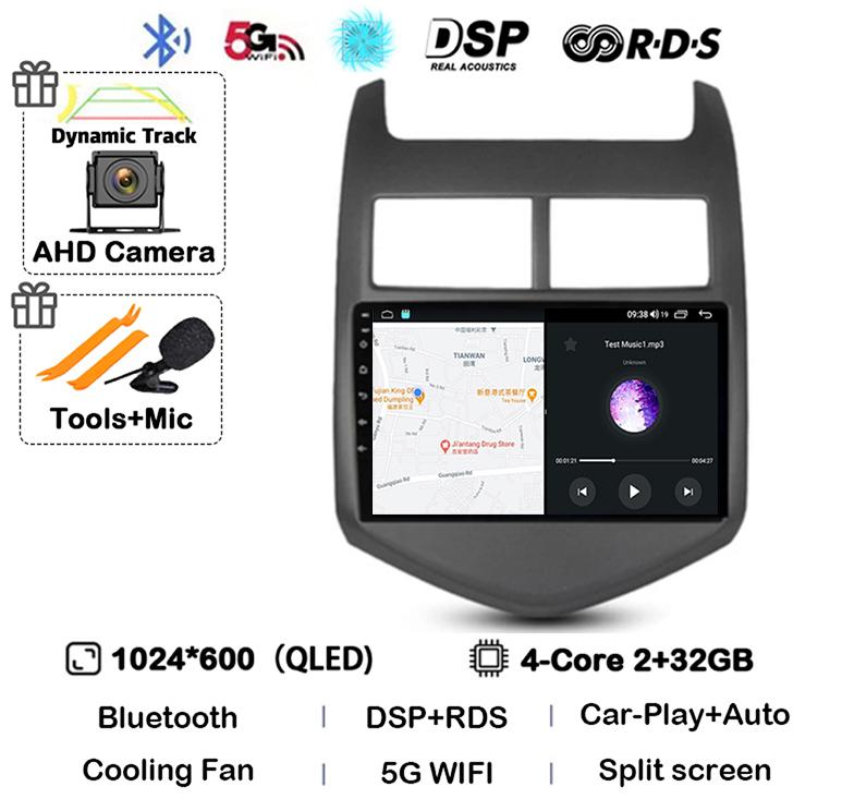 Android 14 CarPlay Auto для Chevrolet Aveo 2 Sonic T300 2011 2012 2013 2014 2015 Автомобильный радиоприемник, мультимедийный плеер, GPS, стерео, WIFI+4G
