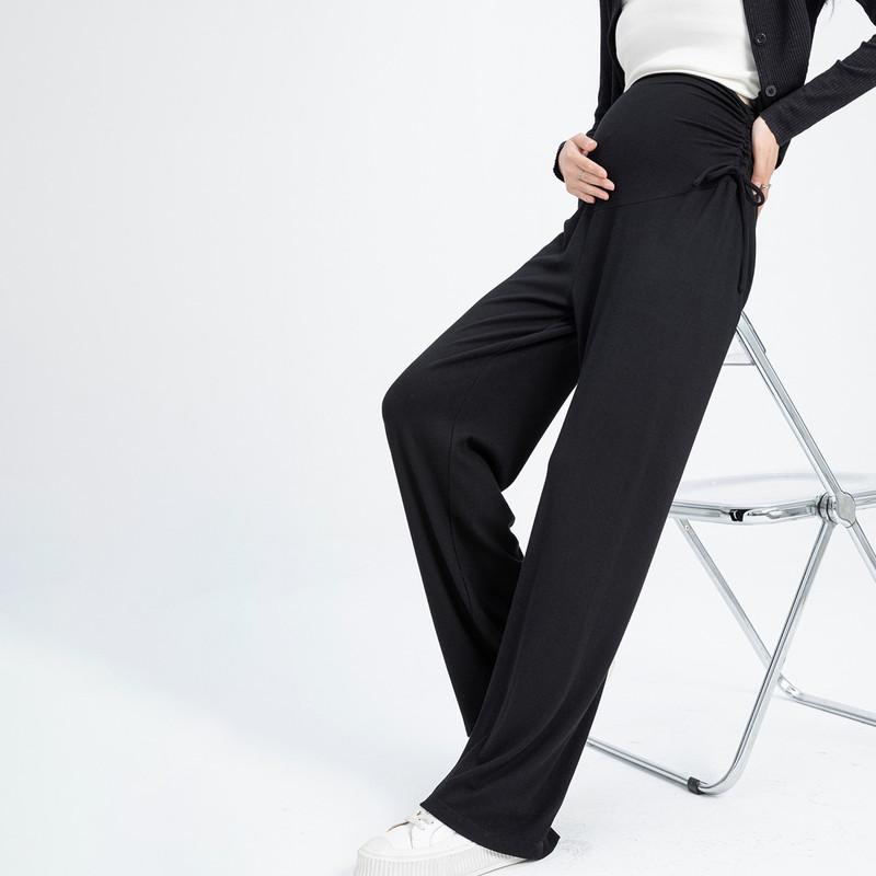 Брюки для беременных из хлопка, женская мода, маленькие брюки для беременных, широкие брюки, одежда для улицы, прямые брюки со шнурком, весна и лето