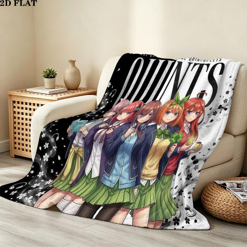 1PC The Quintessential Quintuplets Patterned Flannel Blanket Suitable For All Seasons For Home Decor Warmth And Comfort Gifts Holiday Present