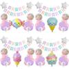 Ice Cream Aluminum Film Balloon Flag Set Cake Children's Birthday Arrangement Party Decoration Supplies